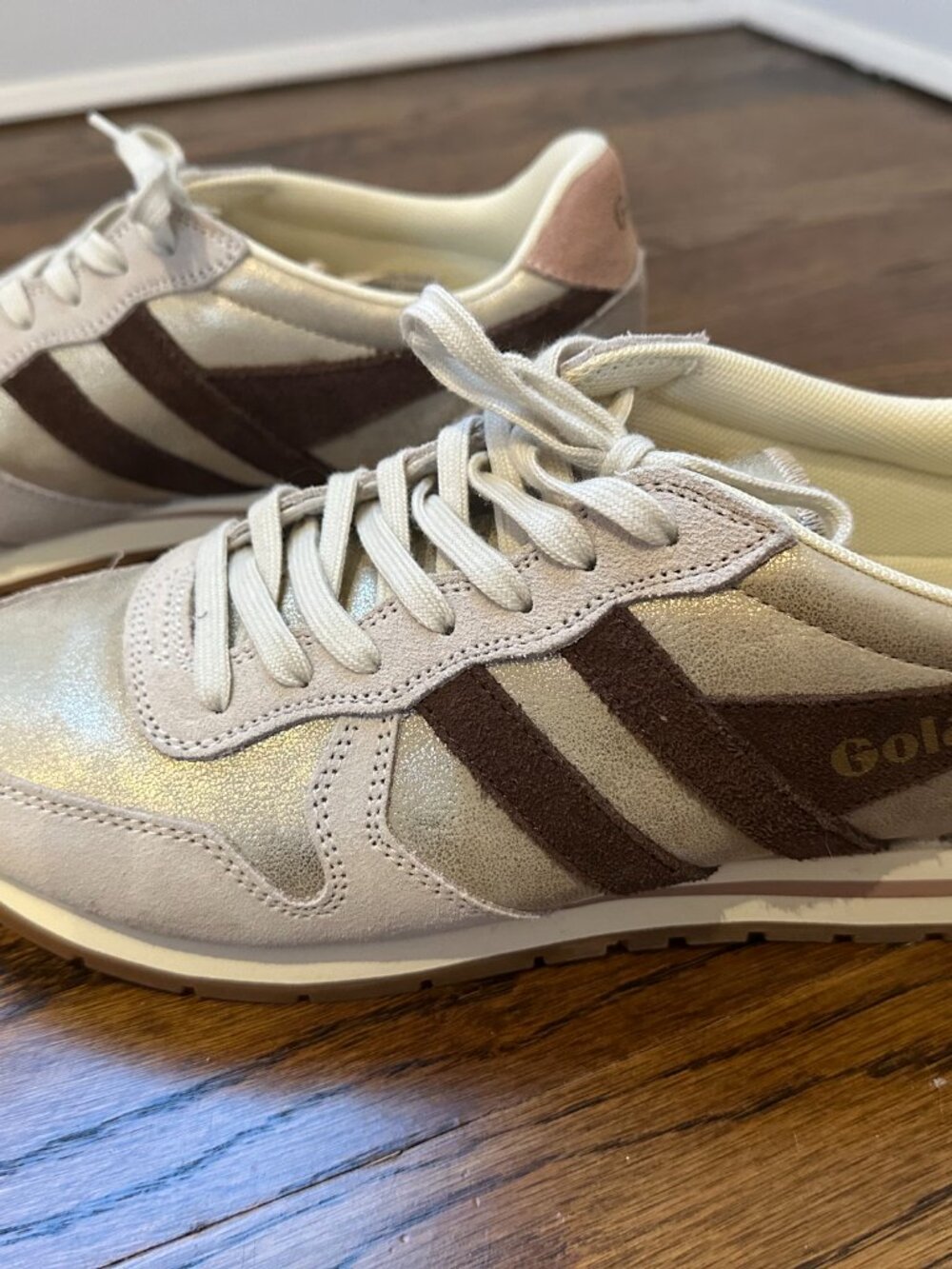 Gola Classics Women's Daytona Blaze Sneakers in Gold/Dark Brown/Cameo - Picture 9 of 11